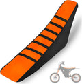Dirt Bike Seat Cover Compatible with Tuttio, Motorcycle Universal Seat Cover, Soft Ribbed Covers, Non-Slip Rubber with Black Stripe, Easy to Install, for Dirt Bike and Motocross (Orange)