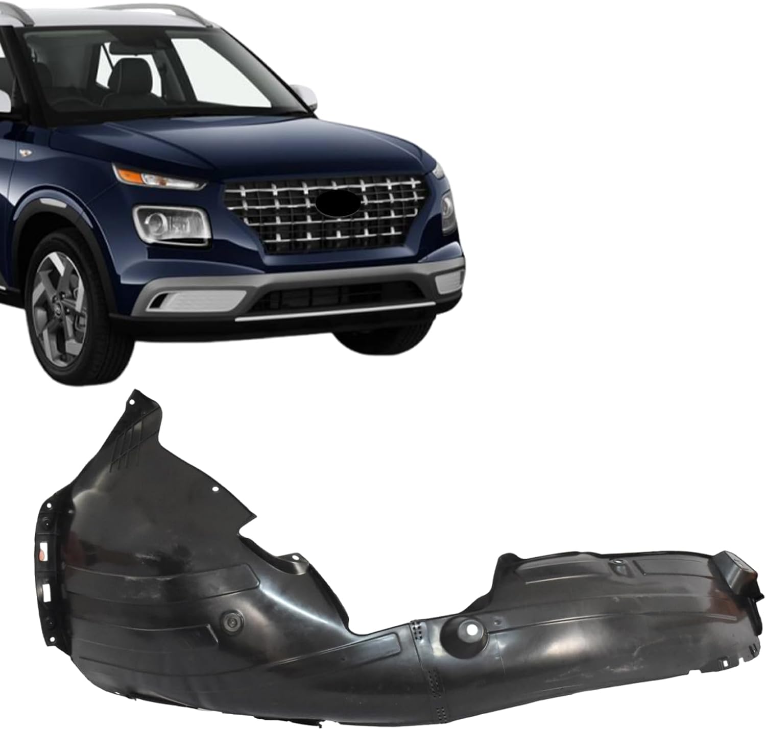Right Front Inner Fender Liner Compatible with Hyundai Venue 2020 2021 2022 2023 2024 Passenger Side Fit for 86812K2000