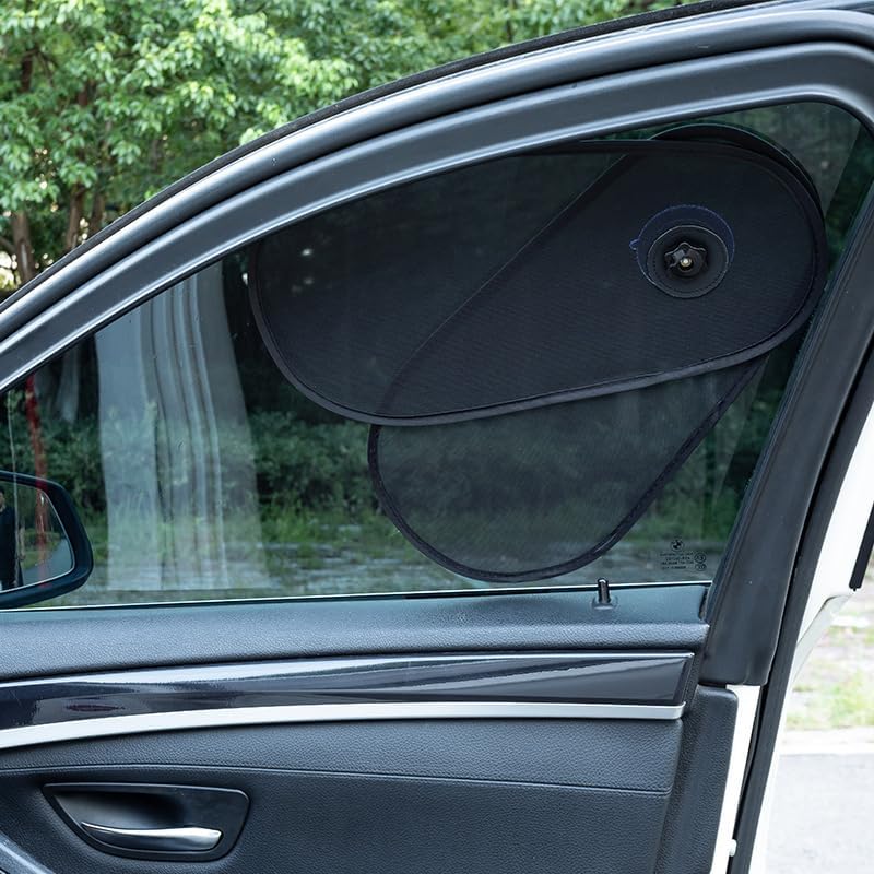 Car Side Window Sunshade, Rotatable Adjustable Sun Blocker with Suction Cups, Anti-Glare UV Protection Mesh Sun Visor, Universal for Cars, SUVs and Trucks Black