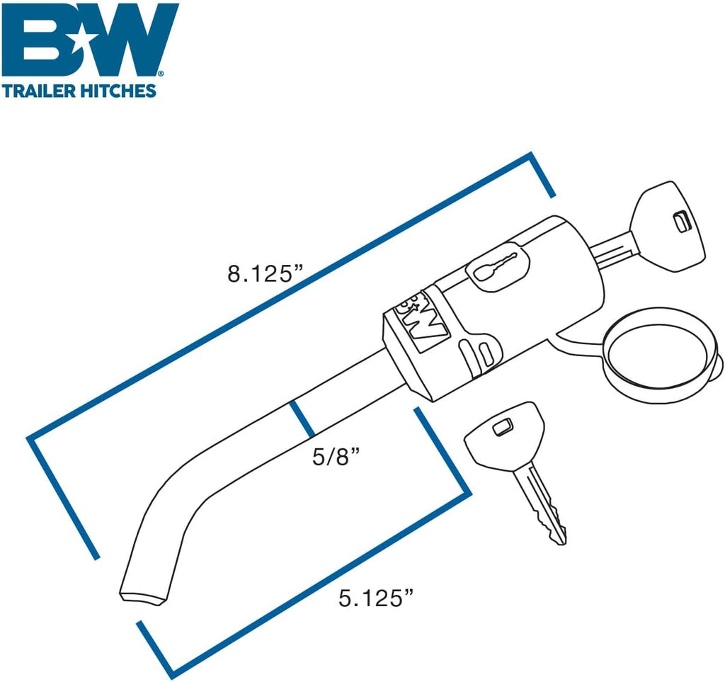B&W Trailer Hitches Receiver Hitch Lock - Fits 2", 2.5" & 3" Receivers - TS51230