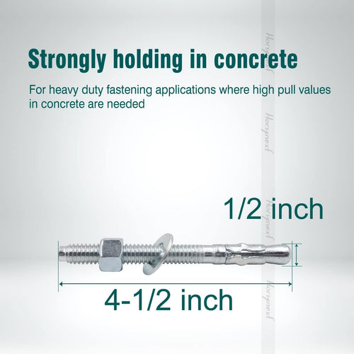 1/2 concrete anchors, 1/2 wedge anchors bolts, 4-1/2" shown in use