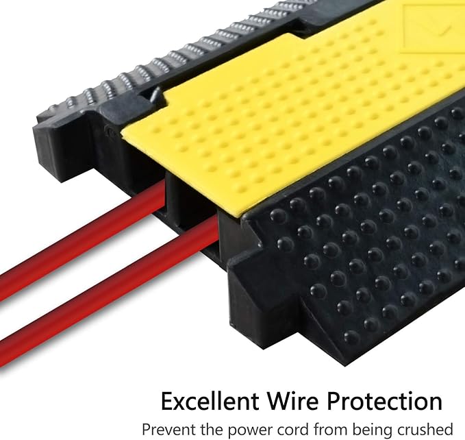 3 Pack Rubber Cable Ramp Hose Cable Protector Ramp 2 Channel 22000Lbs Load - Image 3