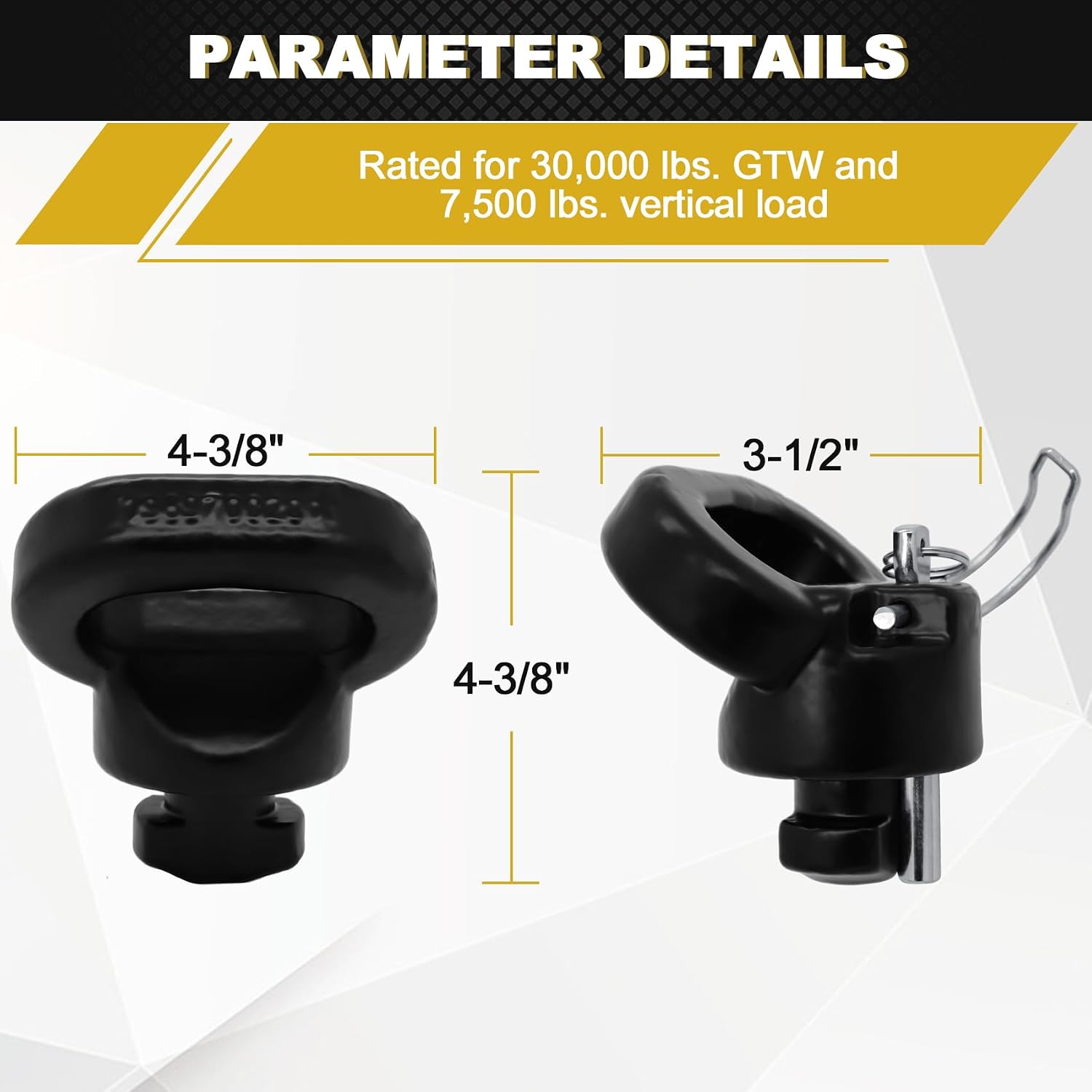 60617 Puck System Gooseneck Safety Chain Anchors, Compatible with 2013-2026 Dodge RAM 2500 3500, Cast Steel Gooseneck Hitch Safety Anchors with Carbide Black Powder Coat Finish, 30000 lbs GTW, 2 PCS