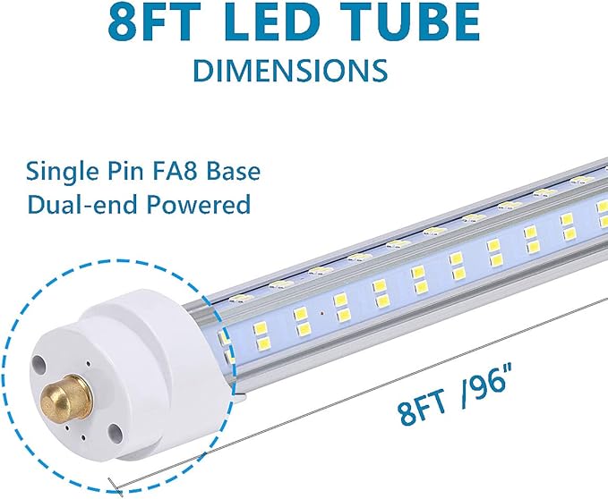 20 Pack, 8 Foot LED Bulbs, 150W 19000lm 6000K, Super Bright, T8 T10 T12 LED - Image 4