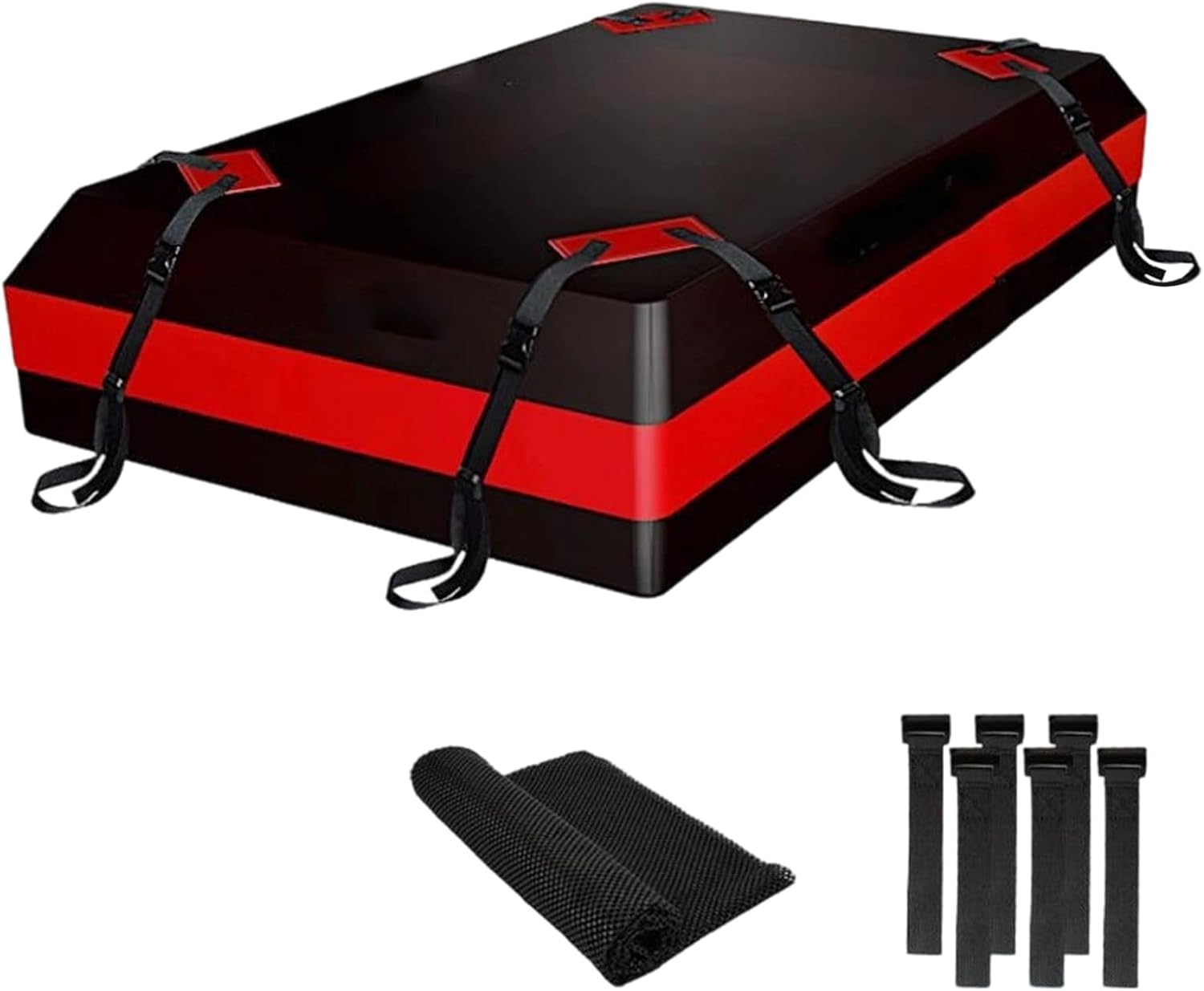 Car Roof Bag 112x87x44cm 420D Oxford, Cargo Storage Rooftop Carrier with Reinforced Straps & Door Hooks, Soft Roof Top Luggage Bag for SUV Sedan Travel Camping, 17.3x34.3x44.1 Inch