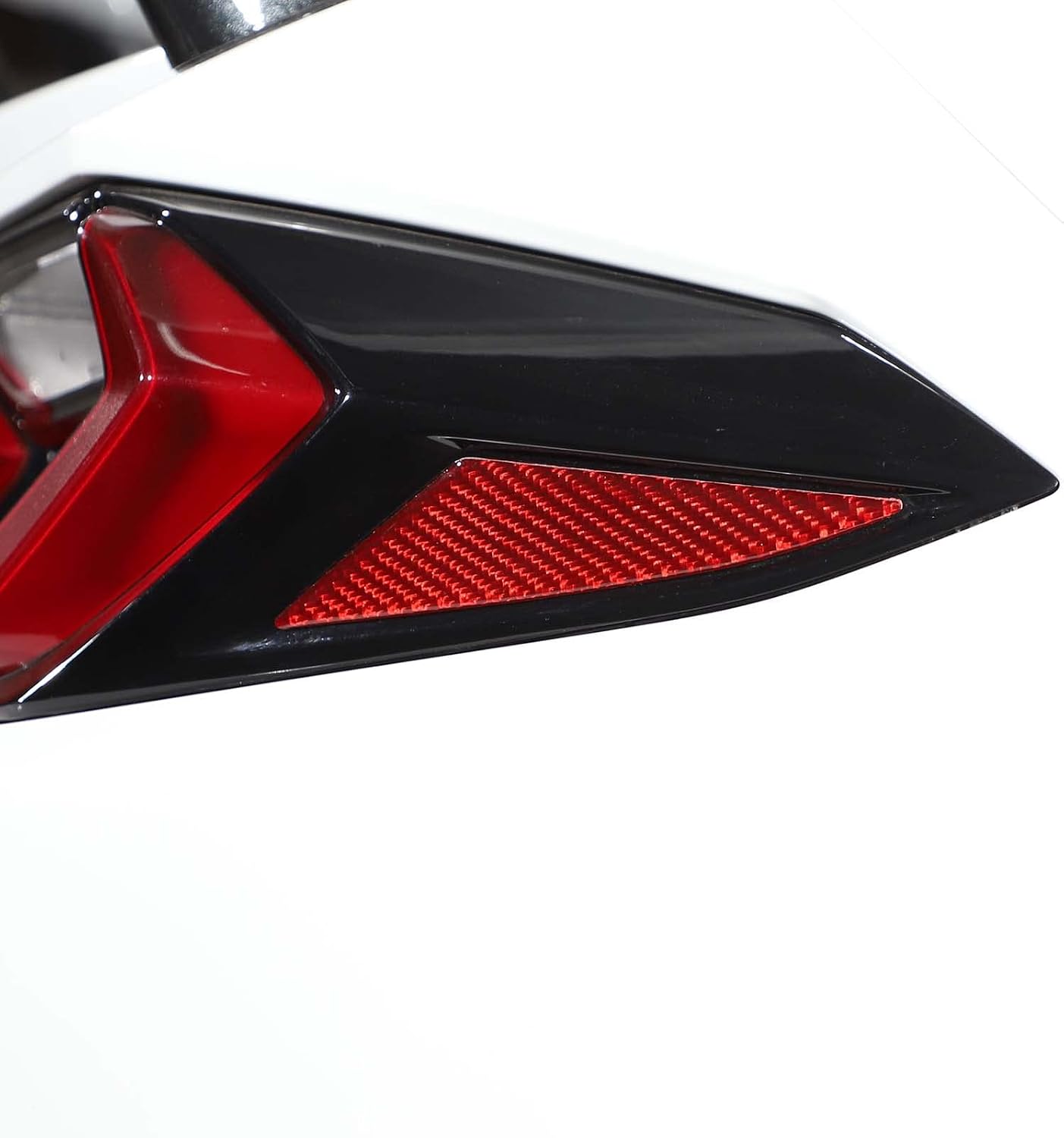 Soft 3D Real Carbon Fibe Car Rear Tail Light Side Triangle Trim Kit Compatible with Corvette C8 Stingray Z06 Z51 2020 2021 2022 2023 Rear Tail Light Side Triangle Sticker Decor Accessories (Red)