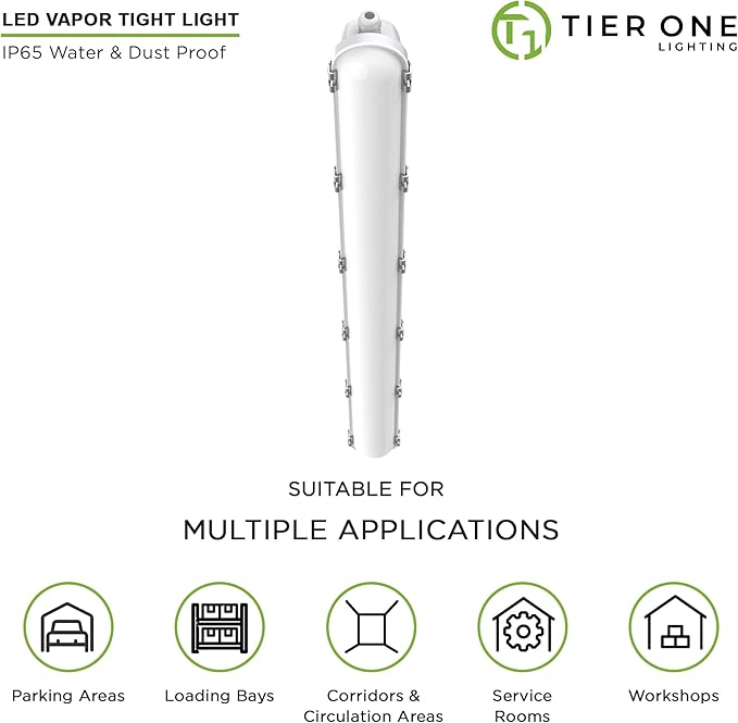 TIERONE 4ft LED Vapor Tight Light 50W Outdoor Shop Light IP65 Waterproof 0-10V - Image 4