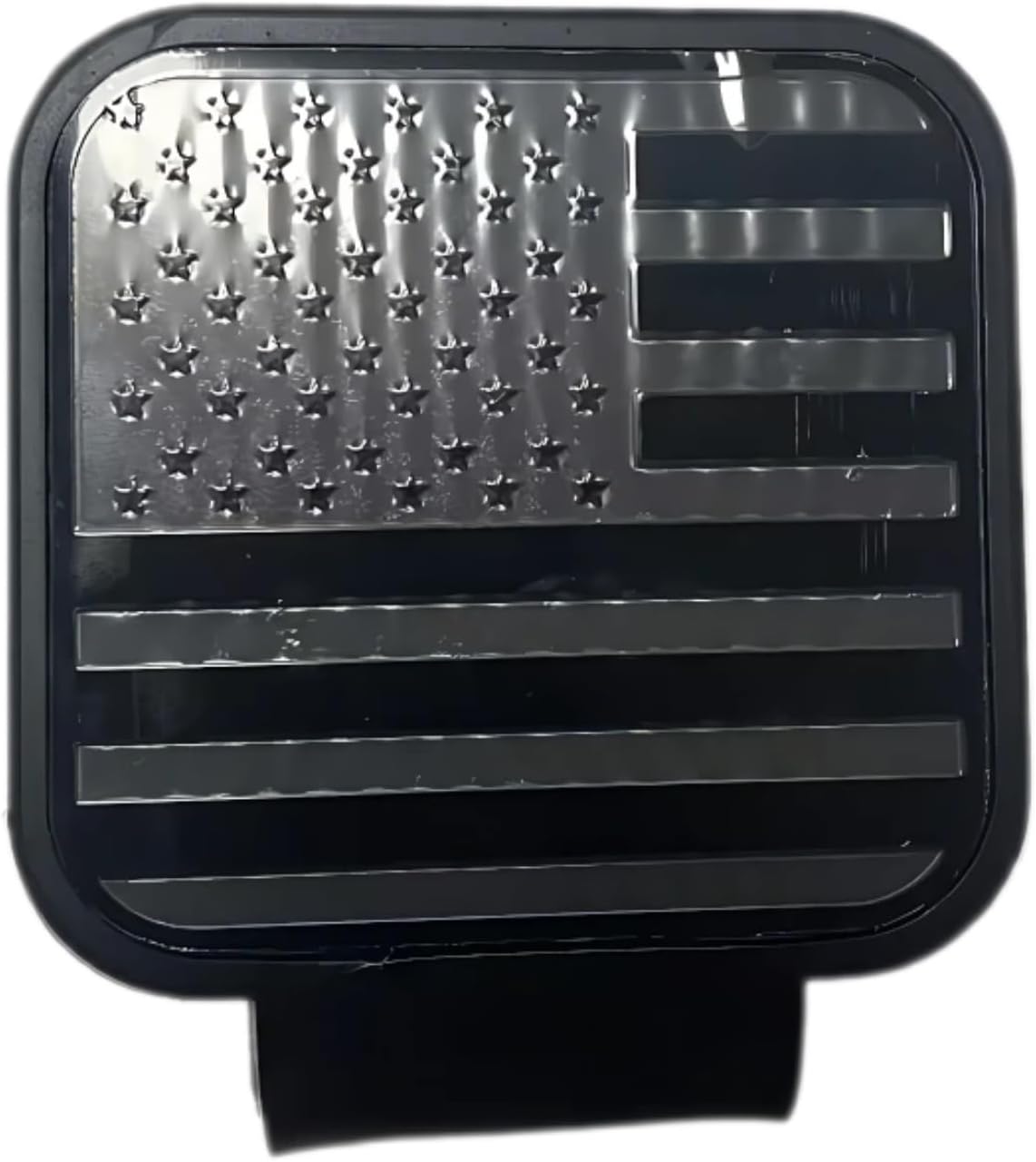 2 Inch Trailer Hitch Covers, Upgraded Rubber Tow Hitch Cover with American Flag Design, Black Silver Receiver Tube Hitch Plug, Automotive Exterior Accessories
