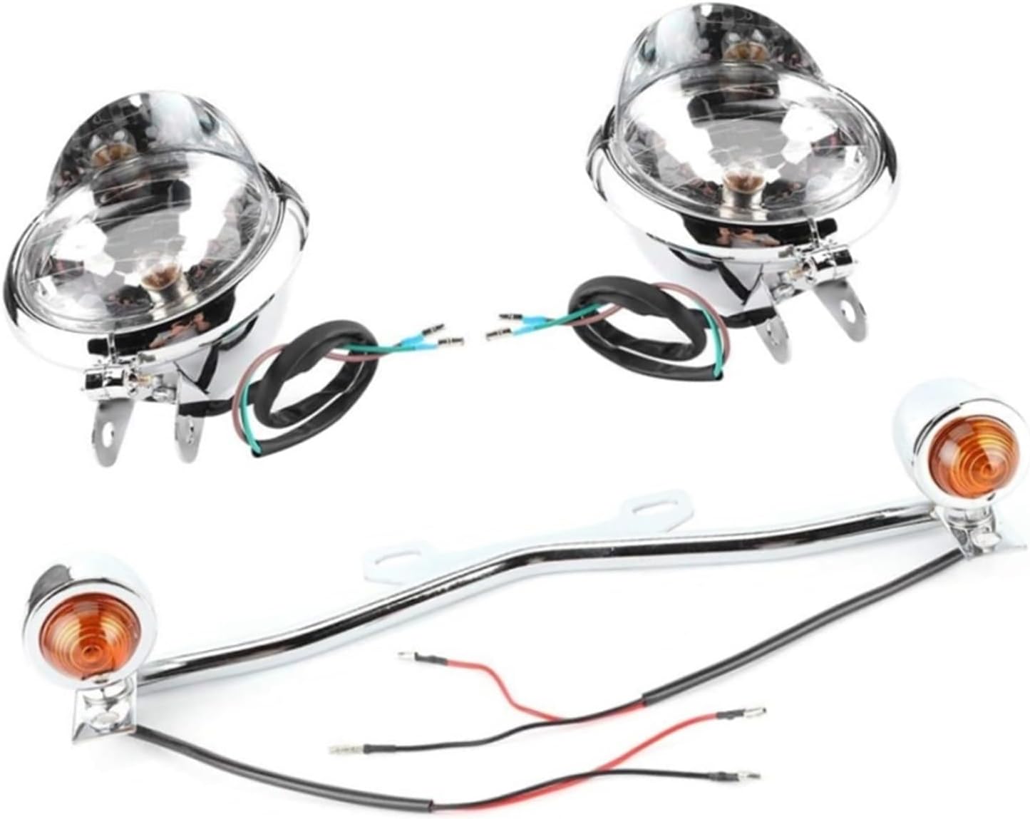 Motorcycle Auxiliary Fog Lights with Turn Signal, DC12V Spot for Honda for Shadow VT750 VTX1300 1800, Amber Driving Lights