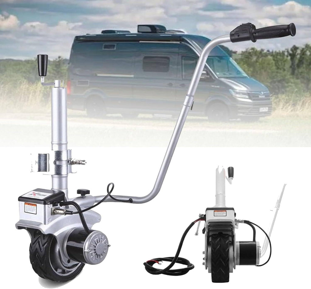 350W 12V Electric Trailer Dolly, Trailer Jockeys Wheel with 23 FT/min Moving Speed, 8" Rubber Tire, 5000lbs Towing Capacity, for Moving Caravan Boat