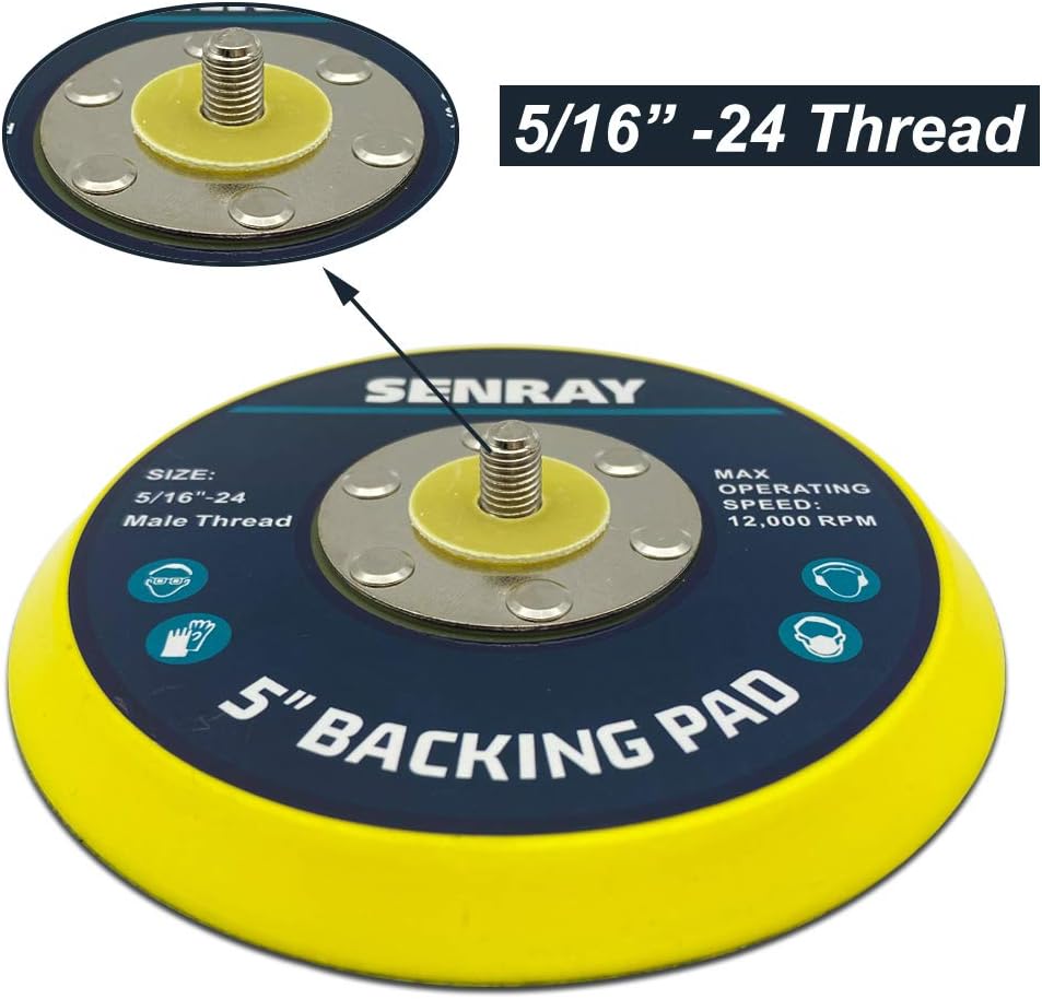 5 Inch Dual-Action Hook & Loop Molded Urethane Flexible Backing Plate for Random Orbital Sander Car Polisher - 2 PCS Set
