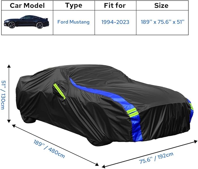 Avecrew Car Cover for Ford Mustang Waterproof All Weather for Automobiles - Image 2