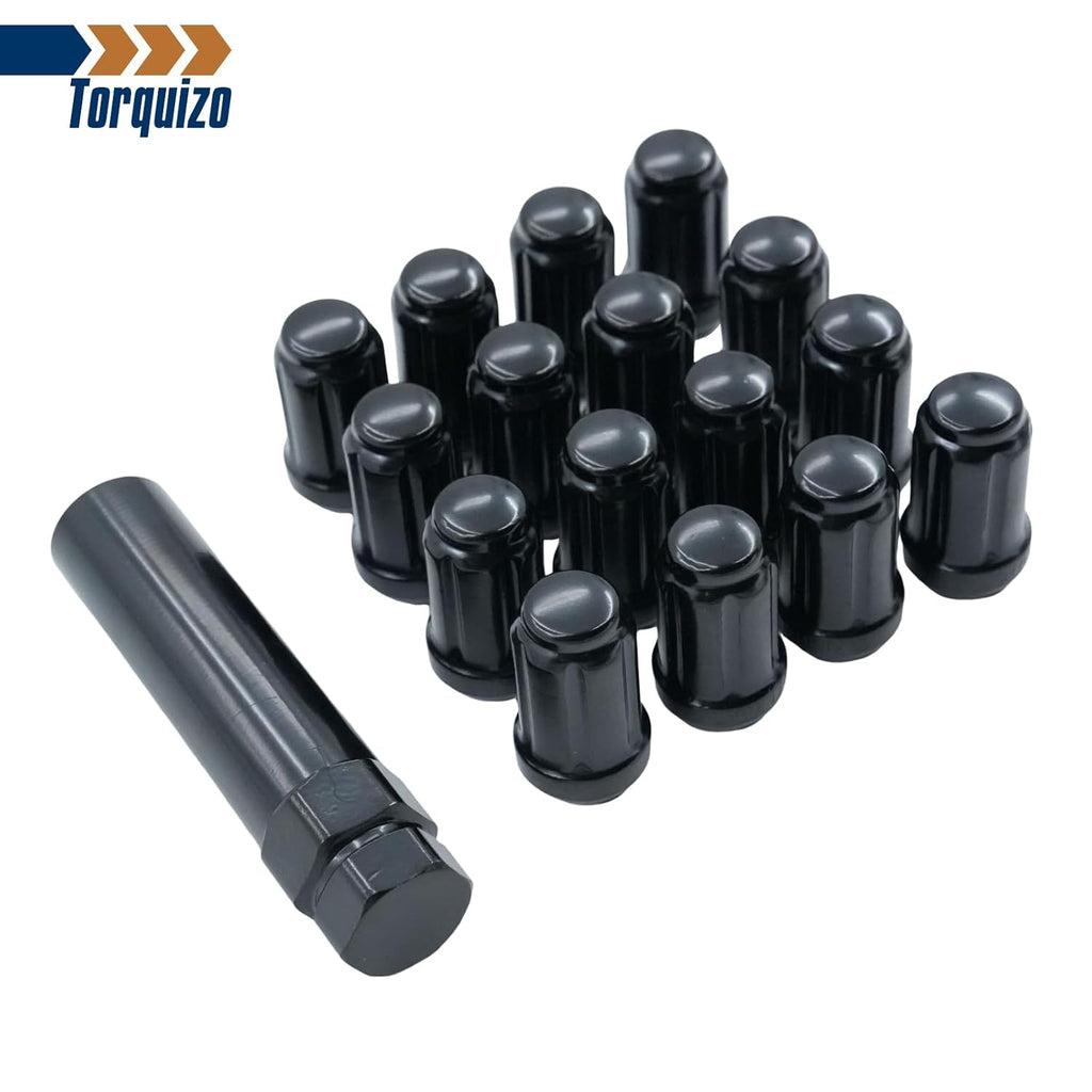M12x1.5 Wheel Lug Nuts for Polaris Ranger XP 900/1000, General 1000, RZR S 900, XP 1000, Honda Pioneer 500, 700, 1000 - Black Spline Lug Nuts with 19mm/21mm Hex Key