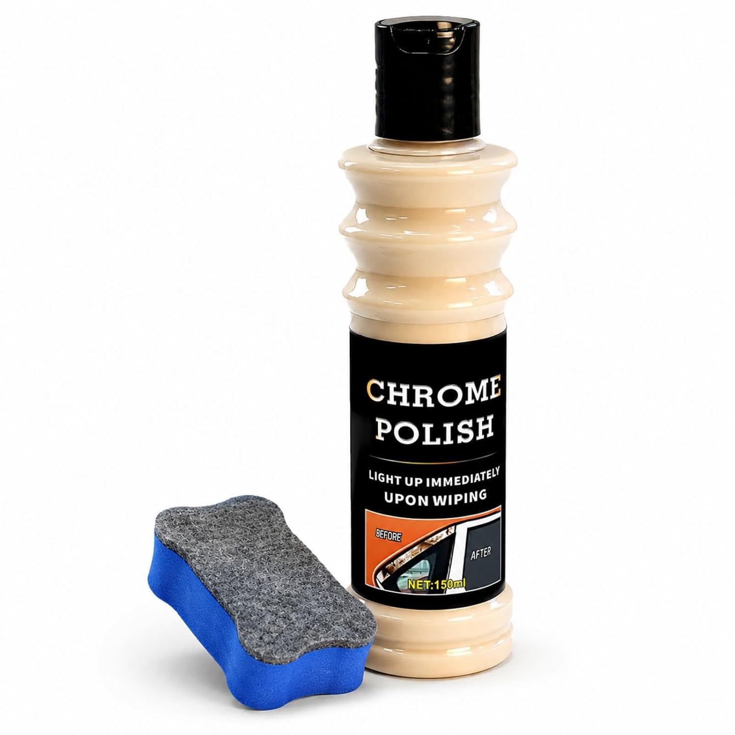 Metal Polish Paste with Brush, Chrome Cleaner and Rust Remover, 5.1 Fl Oz | Helps Remove Rust, Oxidation, Tarnish, Light Scratches, and Grime from Car Wheels, Rims, Golf Clubs, and Home Metal Surfaces