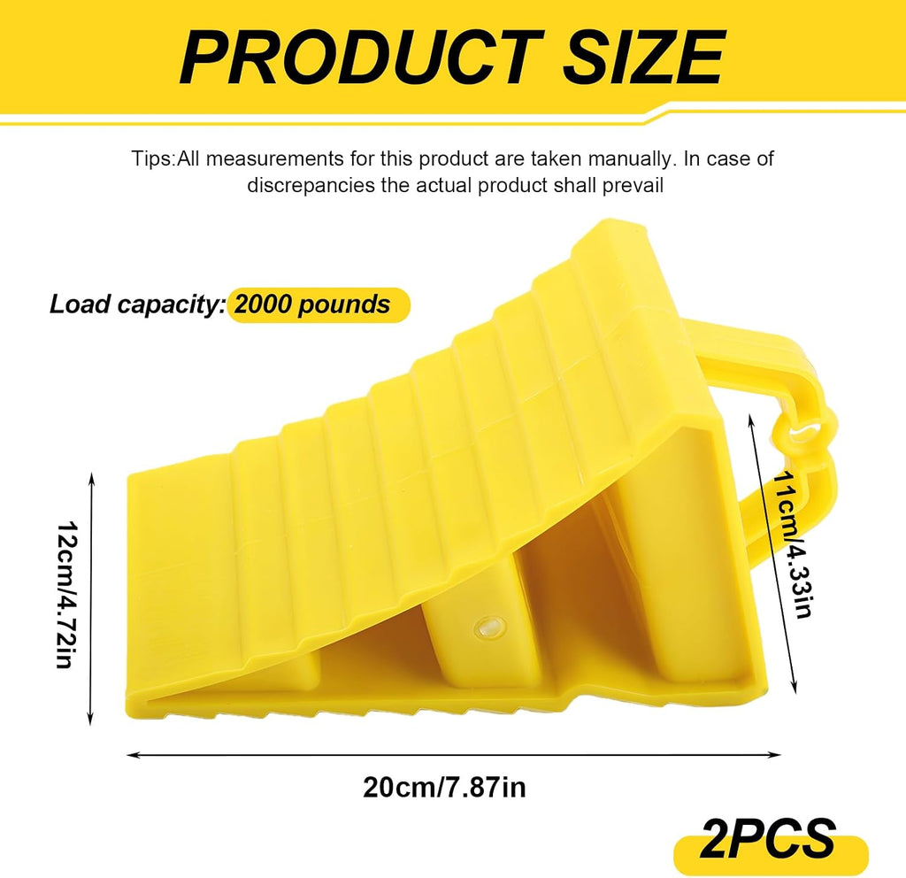 vvag Wheel Chocks for Trailers,2 Pack Heavy Duty Wheel Chocks with Handles for Easy Removal,Hard Plastic Triangular Tire Blocks,Non-Slip Wheel Stoppers for Most Trailers/RVs/Campers (2 Pack)