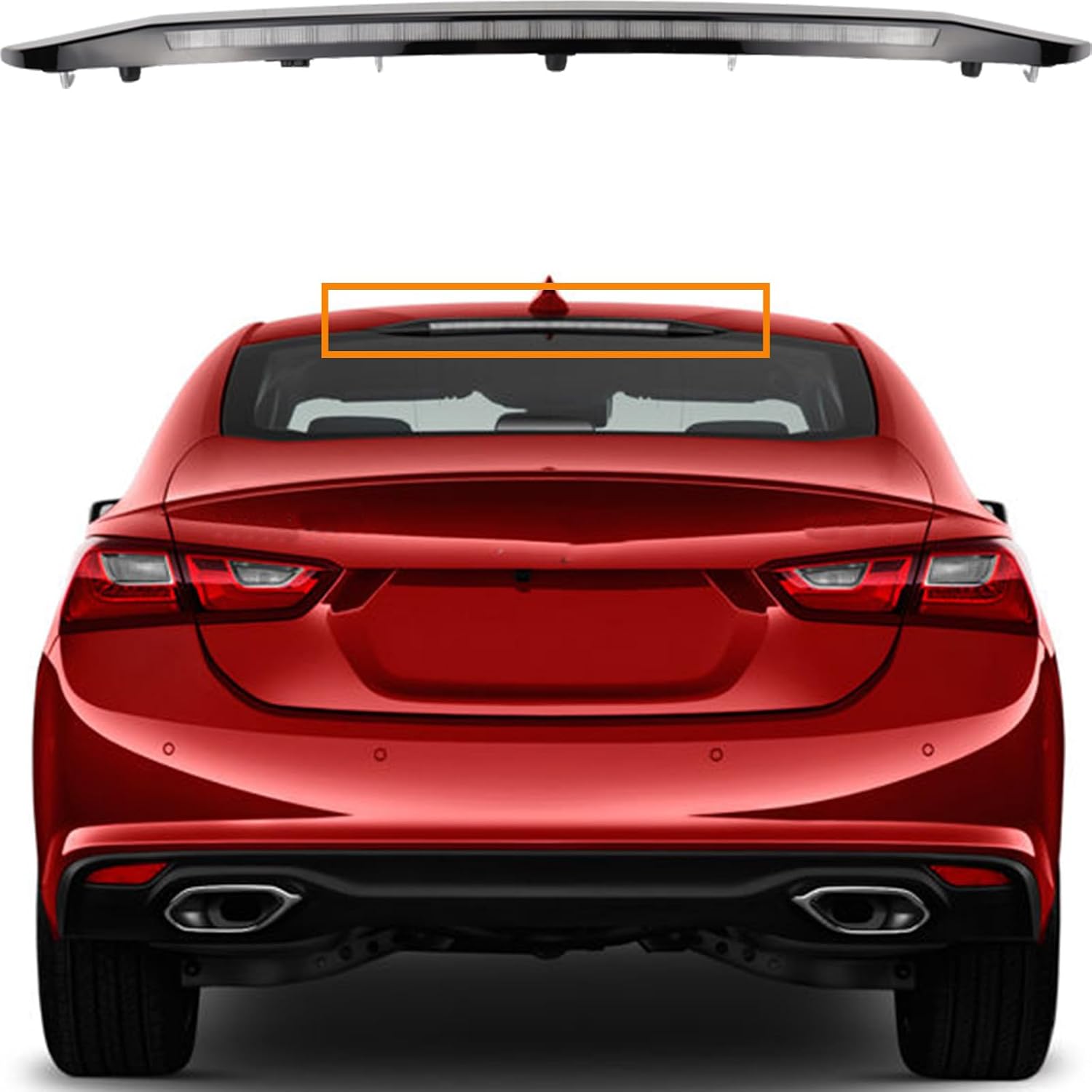3rd Third Brake Light Assembly Compatible with Chevrolet Chevy Malibu | Compatible with Chevrolet Chevy Malibu 2016 2017 2018 2019 2020 2021 2022 2023 2024 2025 Rear High Mount Center Stop Lamp