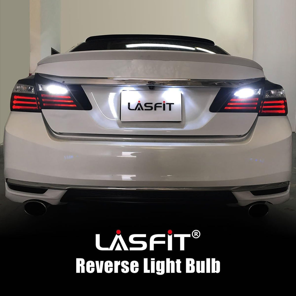 LASFIT 194 168 2825/921 912 W5W LED Bulbs Canbus White Combo Kit, License Plate Light and Back Up Reverse Light White Combo, 6000K, Non-Polarity, Pack of 4