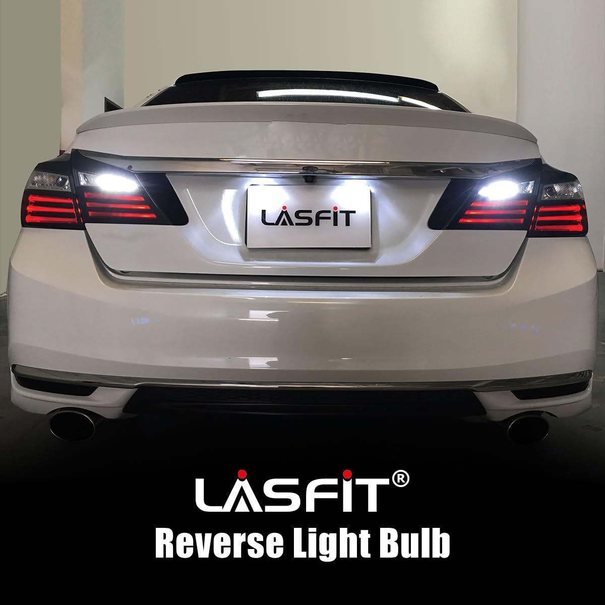 LASFIT 194 168 2825/921 912 W5W LED Bulbs Canbus White Combo Kit, License Plate Light and Back Up Reverse Light White Combo, 6000K, Non-Polarity, Pack of 4