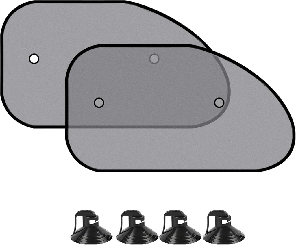 5PCS Set Car Window Shade, Car Sun Shade Side Window, Sunshine Glare & UV Rays Protection Sunshade with Suction Cup, Auto Sun Blocker Screen Accessories for All Season (2PCS/Side with Hole)