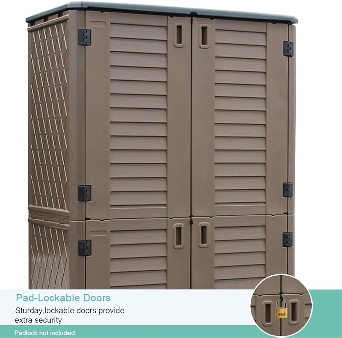 KINYING Outdoor Storage Shed Waterproof, Resin Vertical Outdoor Storage Cabinet - Image 7