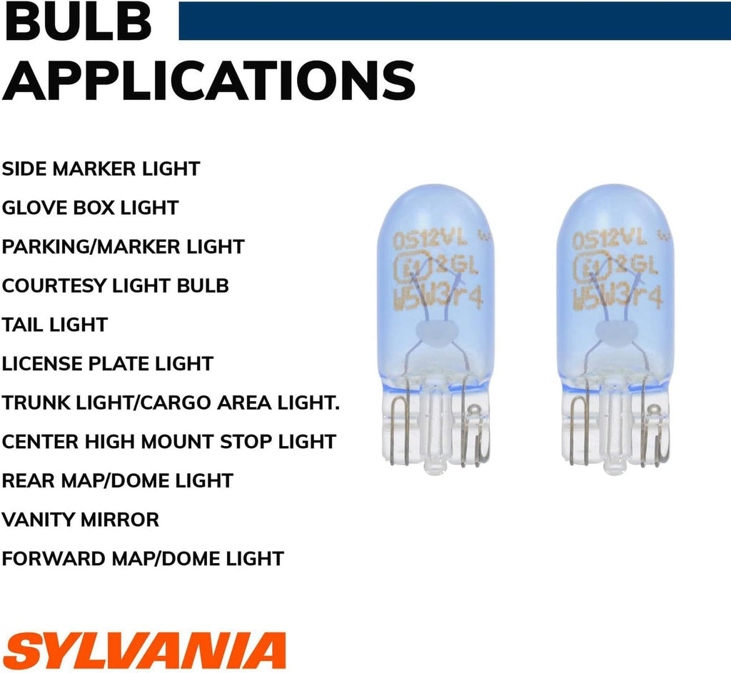 SYLVANIA - 2825 SilverStar Mini Bulb - Brighter and Whiter Light, Ideal for Interior Lighting - Map, Cargo and License Plate (Contains 1 Bulb)