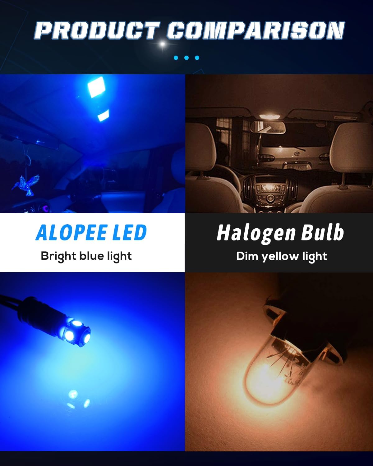 Alopee 30 Pack 194 Blue Led Bulbs 12V T10 Wedge Light Bulb | Replacement for 158 168 193 198 2825 W5W Car Interior Dome Map Door Trunk Courtesy Step Lights
