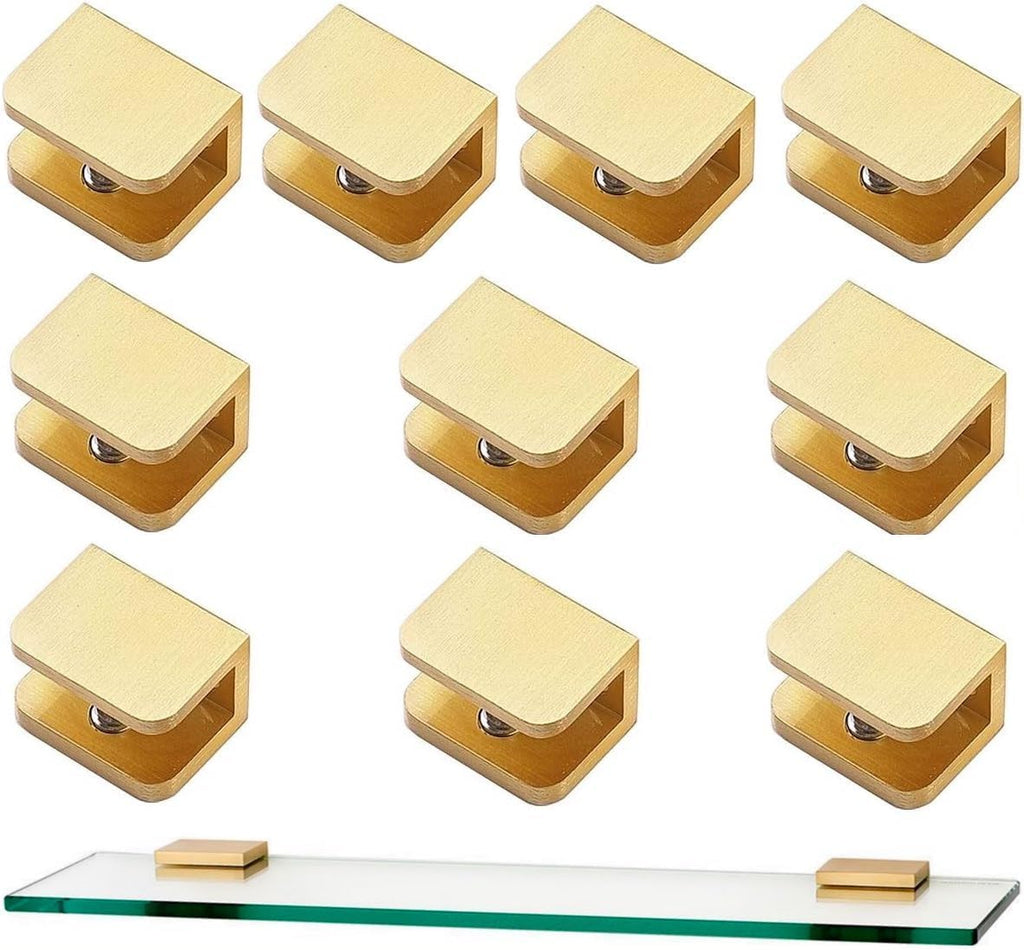 glass shelf clamp, gold u clamp bracket clip, main product view