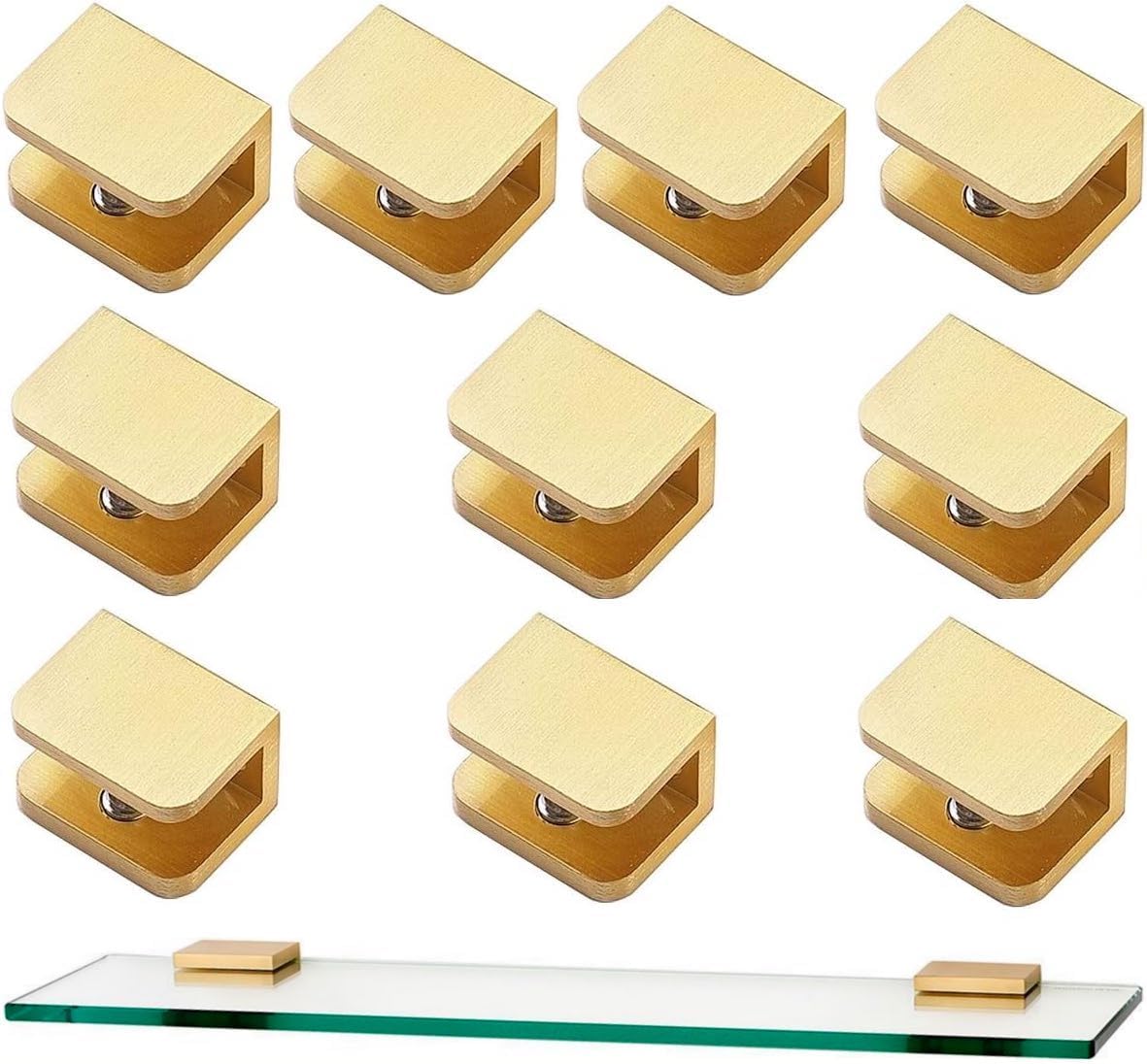 glass shelf clamp, gold u clamp bracket clip, main product view