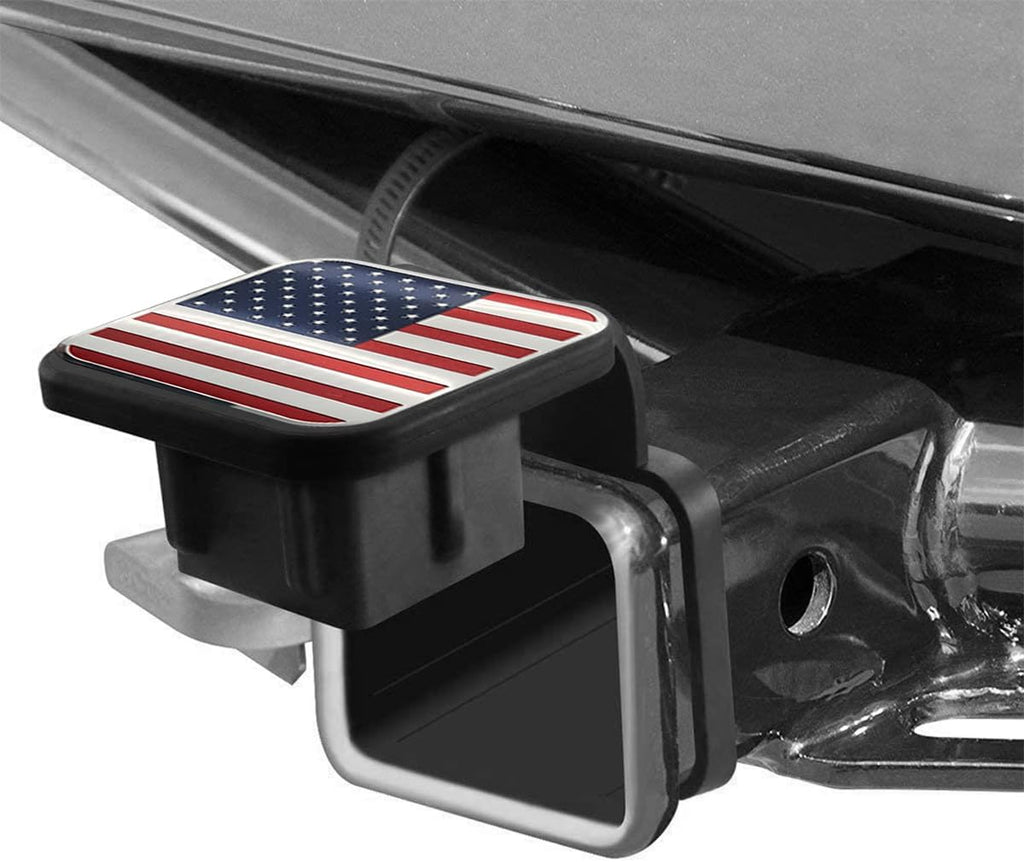 Osilly 2 Inch Trailer Hitch Cover, American Flag Tube Plug Insert Cap Fit for 2" Receivers, Car Exterior Accessories, US Patriotic Tow Hitch Cover for Most Vehicles, SUV, RV, Pickup, ATV (Red)