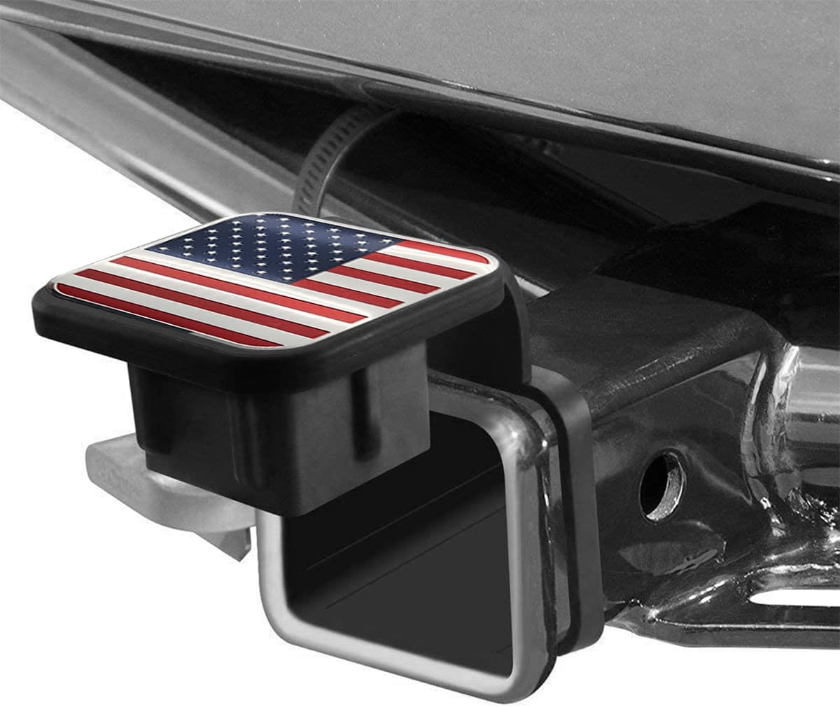 Osilly 2 Inch Trailer Hitch Cover, American Flag Tube Plug Insert Cap Fit for 2" Receivers, Car Exterior Accessories, US Patriotic Tow Hitch Cover for Most Vehicles, SUV, RV, Pickup, ATV (Red)