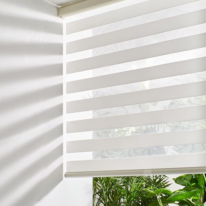 Persilux Cordless Zebra Blinds for Windows Free-Stop Window Shades Dual Layer by PersiluxHome