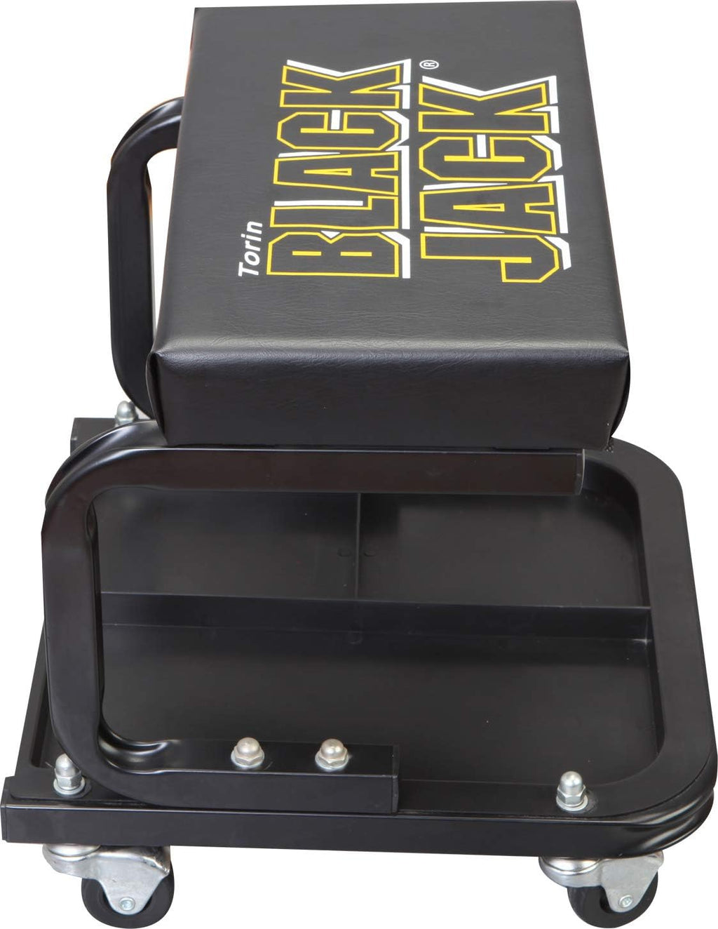 Torin ATR7211 Blackjack Rolling Creeper Garage/Shop Seat: Padded Mechanic Stool with Tool Tray Storage, Black, Large