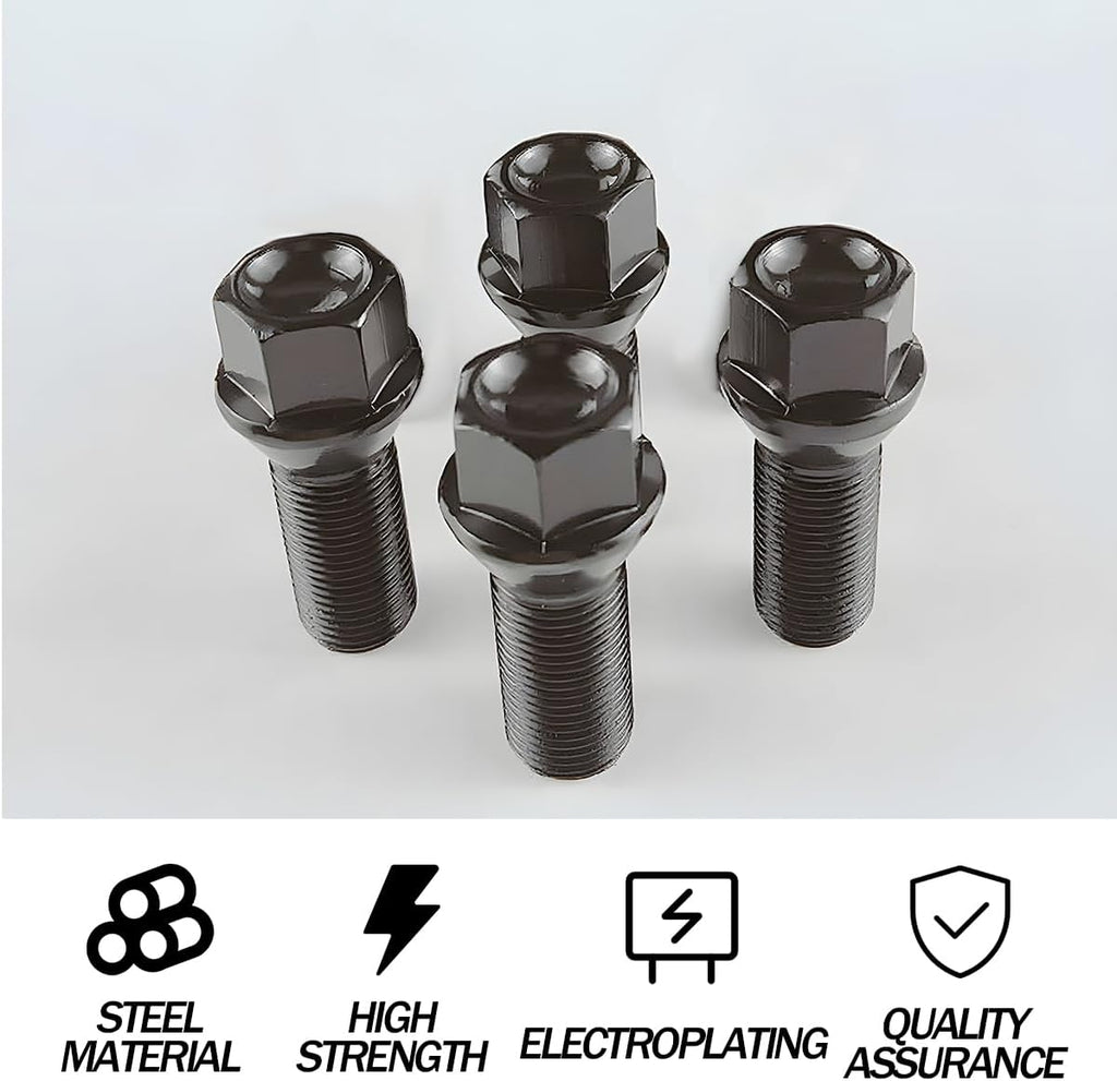 BESULEN 4PCS Car Wheel Lug Bolt Stud, OEM#36136781151 M14 x 1.25 Overall Length 48mm Vehicle Wheel Lug Bolt Nuts Stud, Conical Seat Auto Tire Nut Kit, Compatible with F30 F35 F10