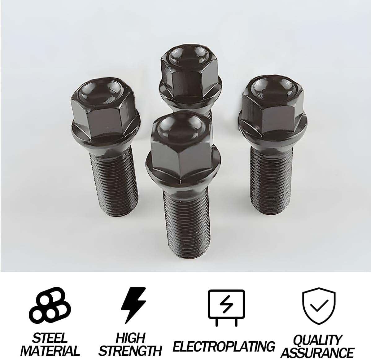 BESULEN 4PCS Car Wheel Lug Bolt Stud, OEM#36136781151 M14 x 1.25 Overall Length 48mm Vehicle Wheel Lug Bolt Nuts Stud, Conical Seat Auto Tire Nut Kit, Compatible with F30 F35 F10