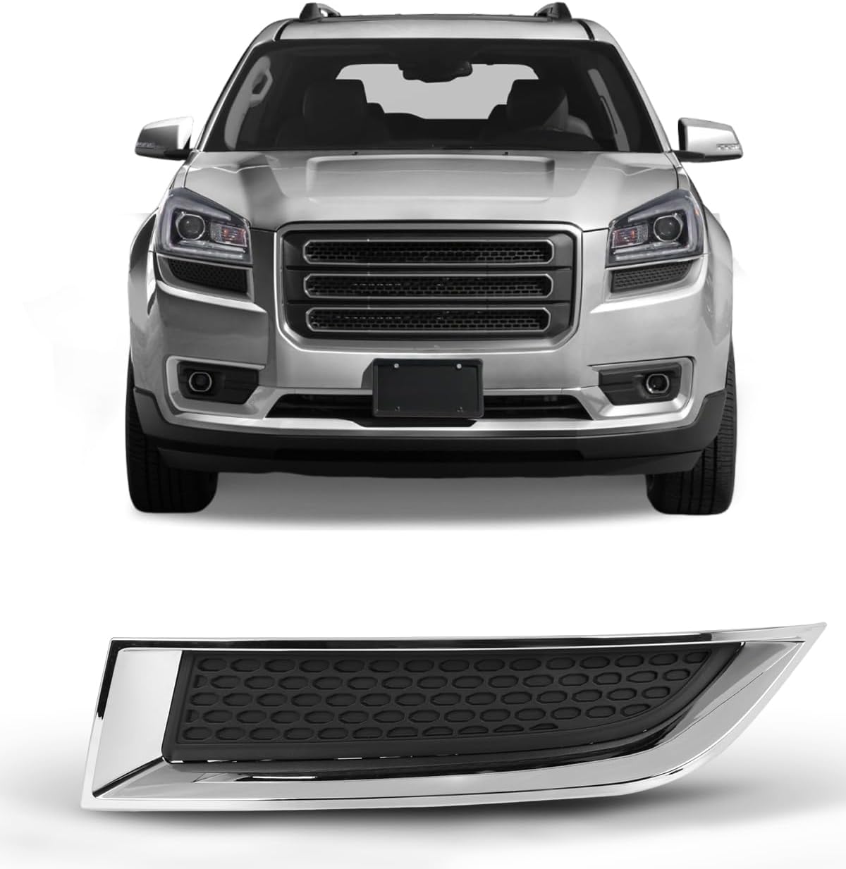 SCITOO Front Left Bumper Grille Fit for 2017 for GMC Acadia Limited,2013-2016 for GMC Acadia Outer Grille with and Chrome Molding replacement 20982401