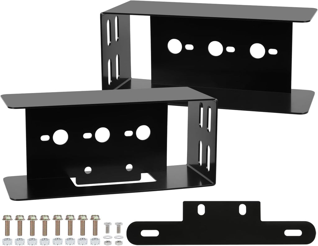 LINKITOM Rectangular Trailer Tail Light Mounting Box & License Plate Bracket, Left Right Guard Cover for Trailers Over 80" Boat Truck Marine Camper RV, Black Powder Coated Heavy Duty Steel
