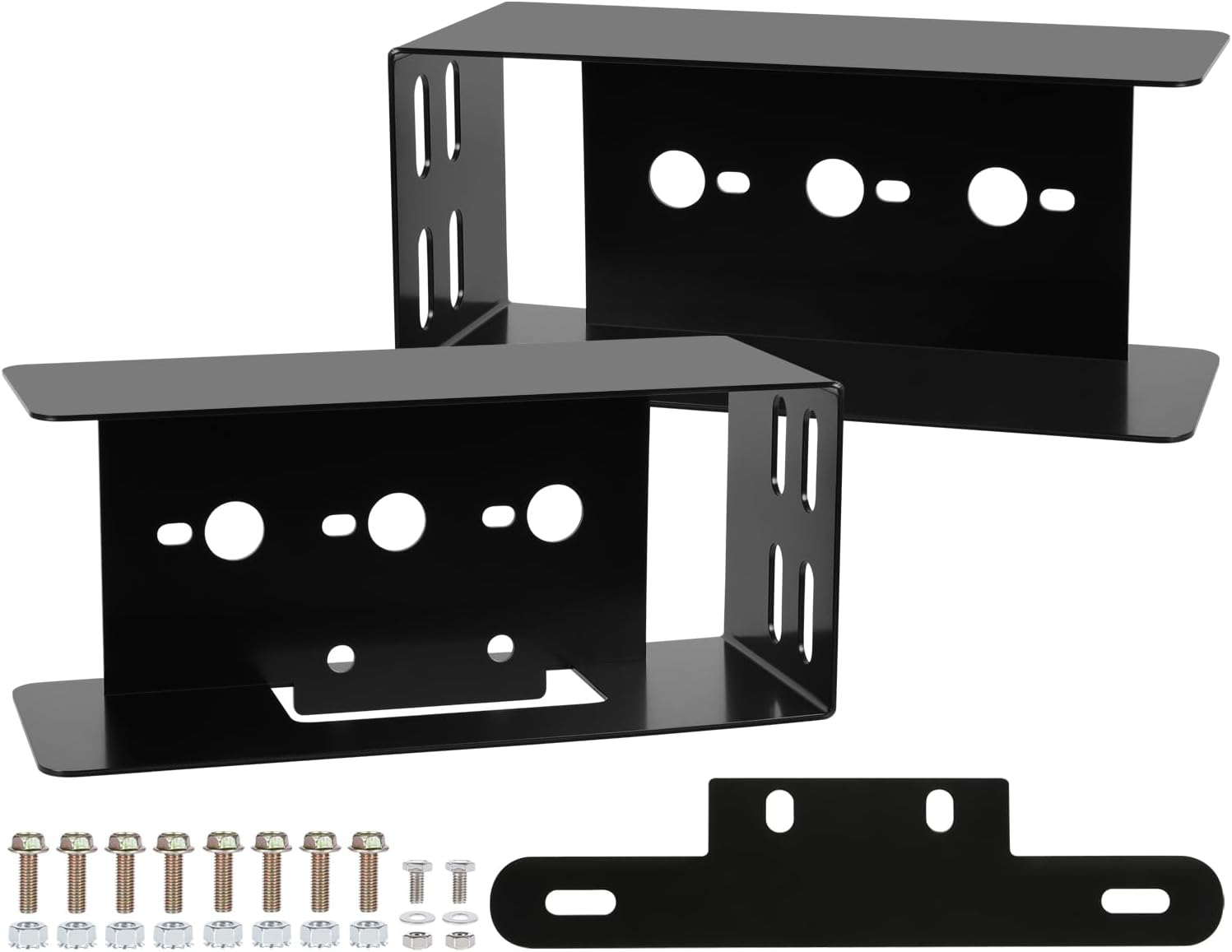 LINKITOM Rectangular Trailer Tail Light Mounting Box & License Plate Bracket, Left Right Guard Cover for Trailers Over 80" Boat Truck Marine Camper RV, Black Powder Coated Heavy Duty Steel