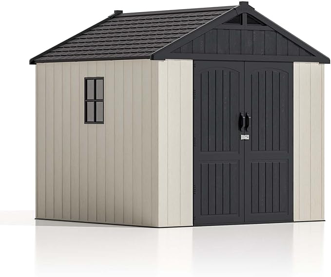 Patiowell 8x8 FT Outdoor Storage Shed, Plastic Shed Resin Garden Tool Shed - Image 9