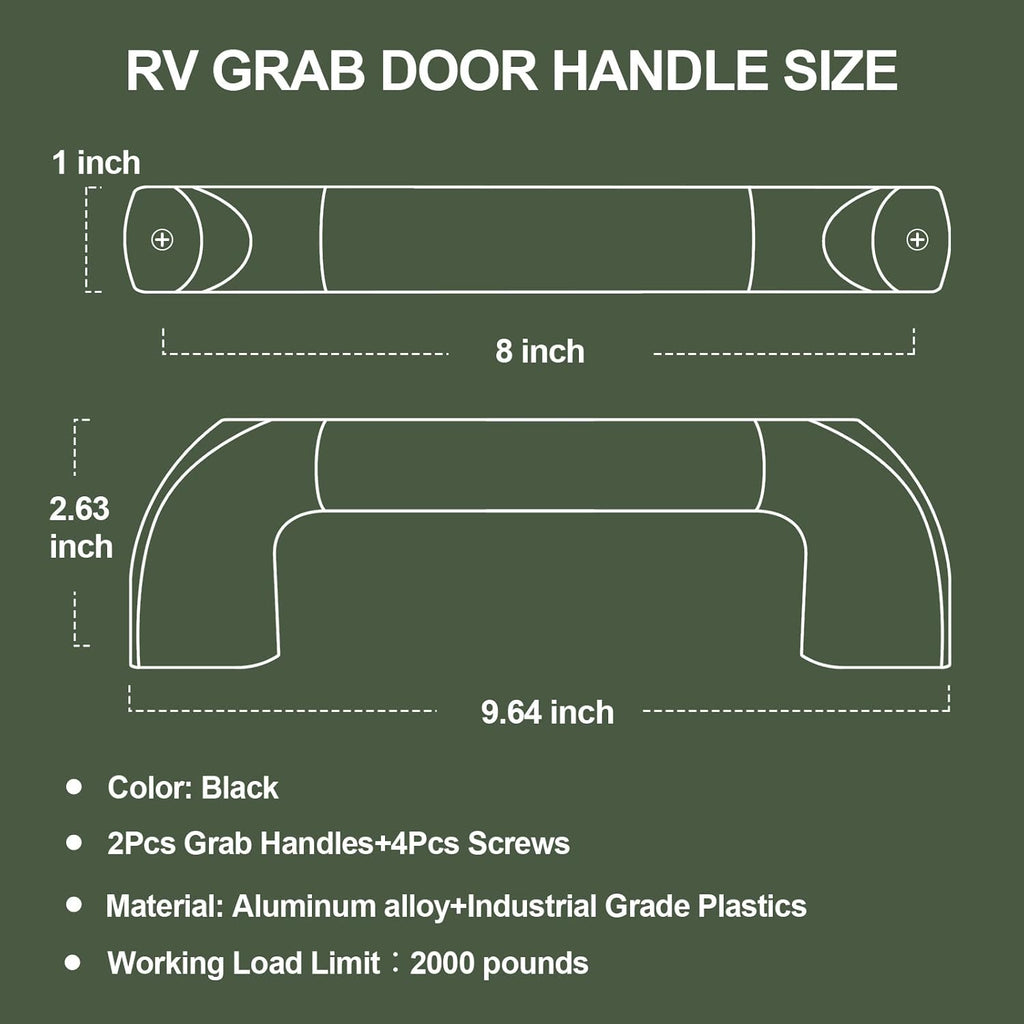ESUDNT RV Grab Handle, Aluminum Automotive Entry Door Assist Bar for Camper, Trailer, Truck, Cargo Trailer, Boat (2 Pack,Black)