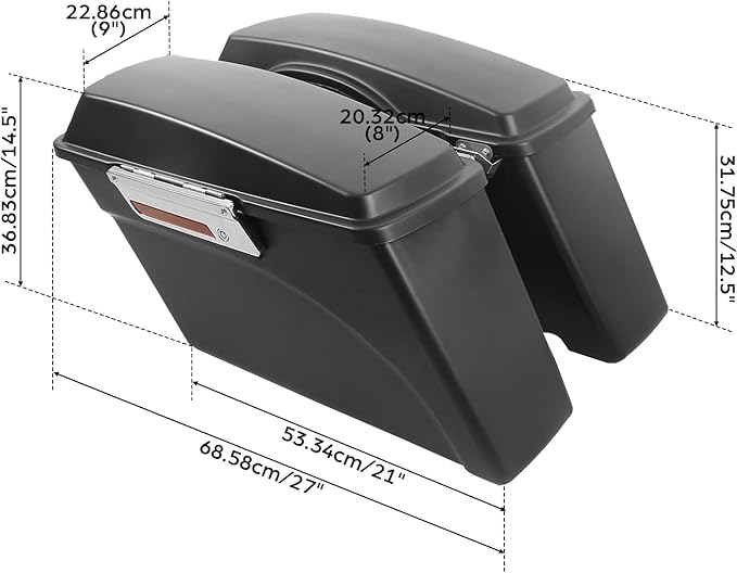XFMT Motorcycle Saddlebags Matte Black Hard Saddle Bags Trunk - Image 3
