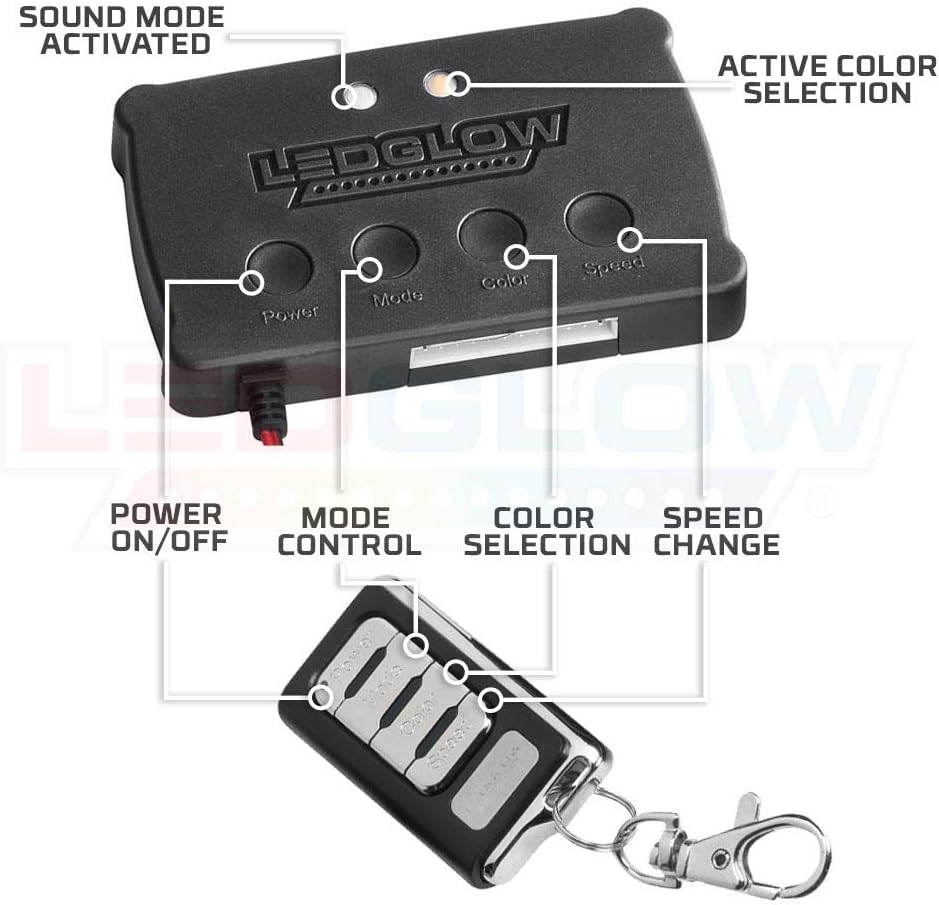 LEDGlow 4pc Million Color LED 4-Seater Golf Cart Underglow Accent Neon Lighting Kit Fits EZGO, Yamaha, Club Car, ICON, Evolution, Tomblerin, Star EV - for 12-Volt Battery - Water Resistant Flex Tubes