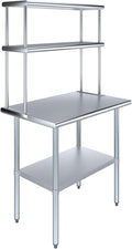 AmGood Stainless Steel Work Table Double Tier Overshelf | NSF by AmGood