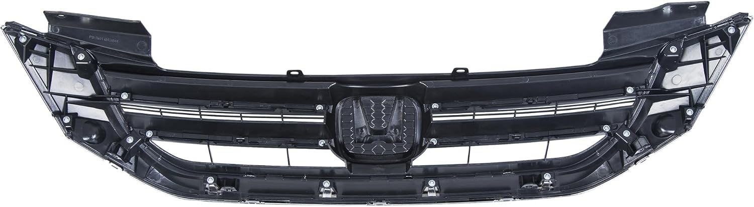 ALMULOO Front Bumper Grill Compatible with 2013-2015 Honda Accord 4Door Sedans Only Upper Black Chrome Grille ABS Plastic Replacement for 71121T2FA01 HO1200214