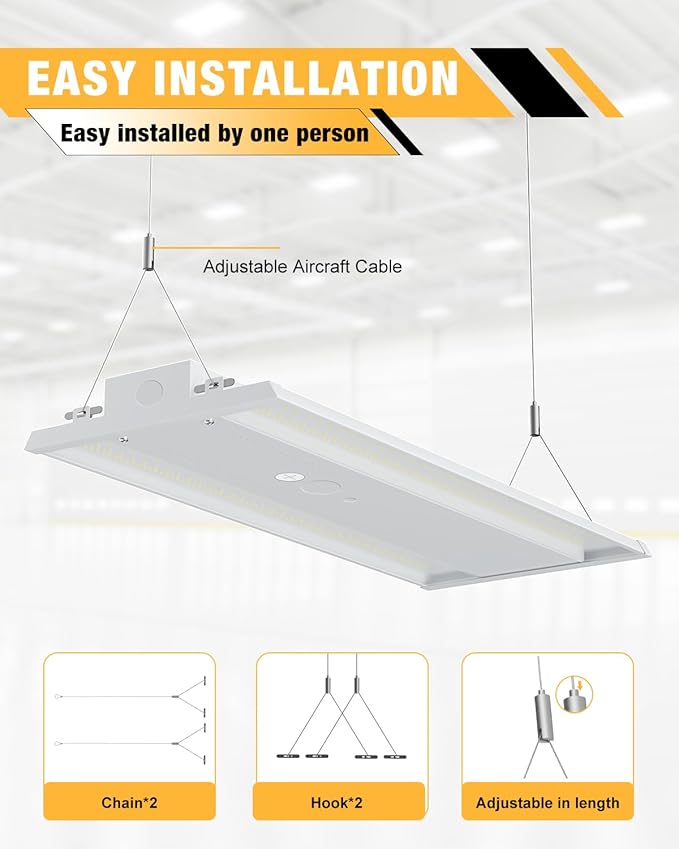 400W LED Linear High Bay Light, 60000LM Linear High Bay Shop Light Commercial - Image 4