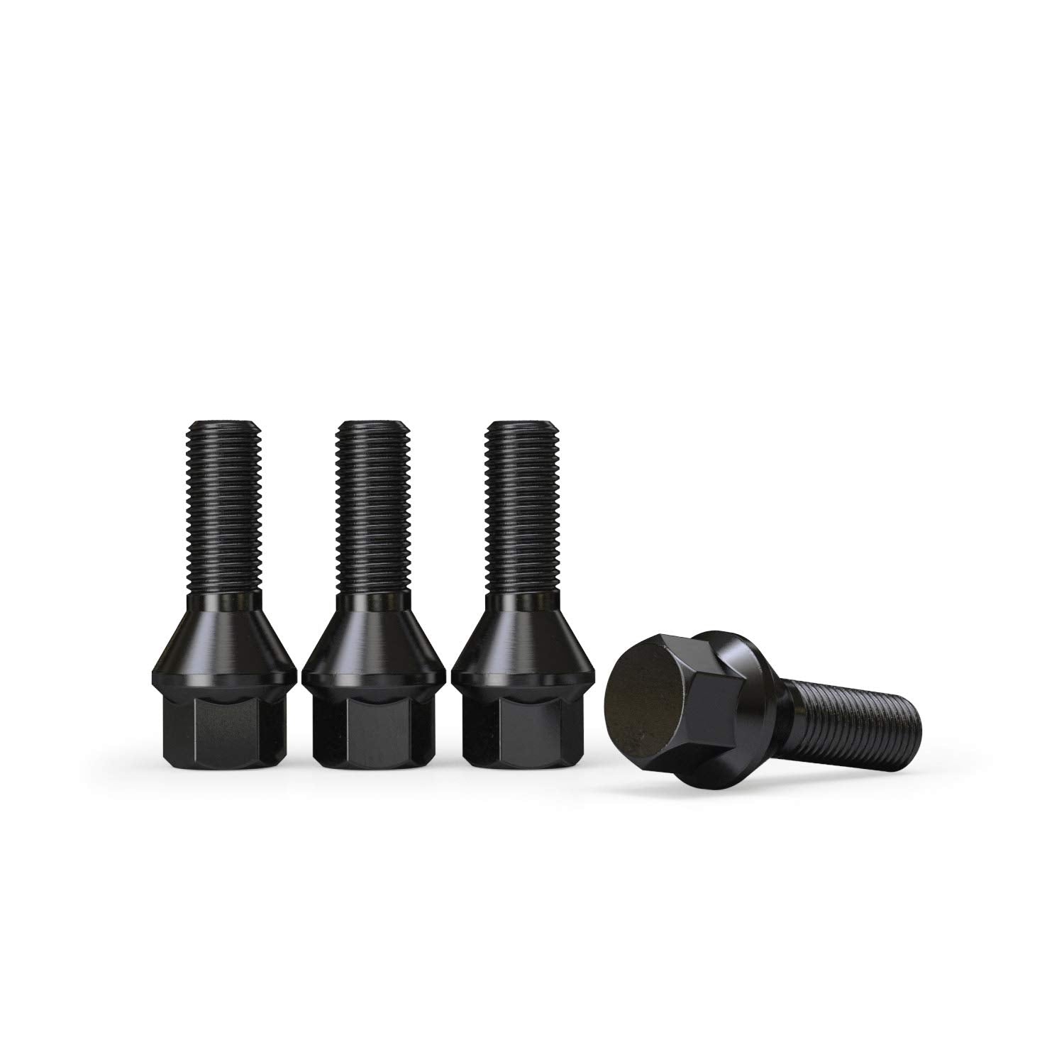 10pcs Extended Black 12x1.5 Lug Bolts (30mm Shank Length, Cone Seat) Not OEM Length - Compatible with BMW 128i 135i 318i 320i 325i 328i 335i M3 525i 528i 530i 535i M5 Z3 Z4 E36 E46 E60 E90 E92 E93