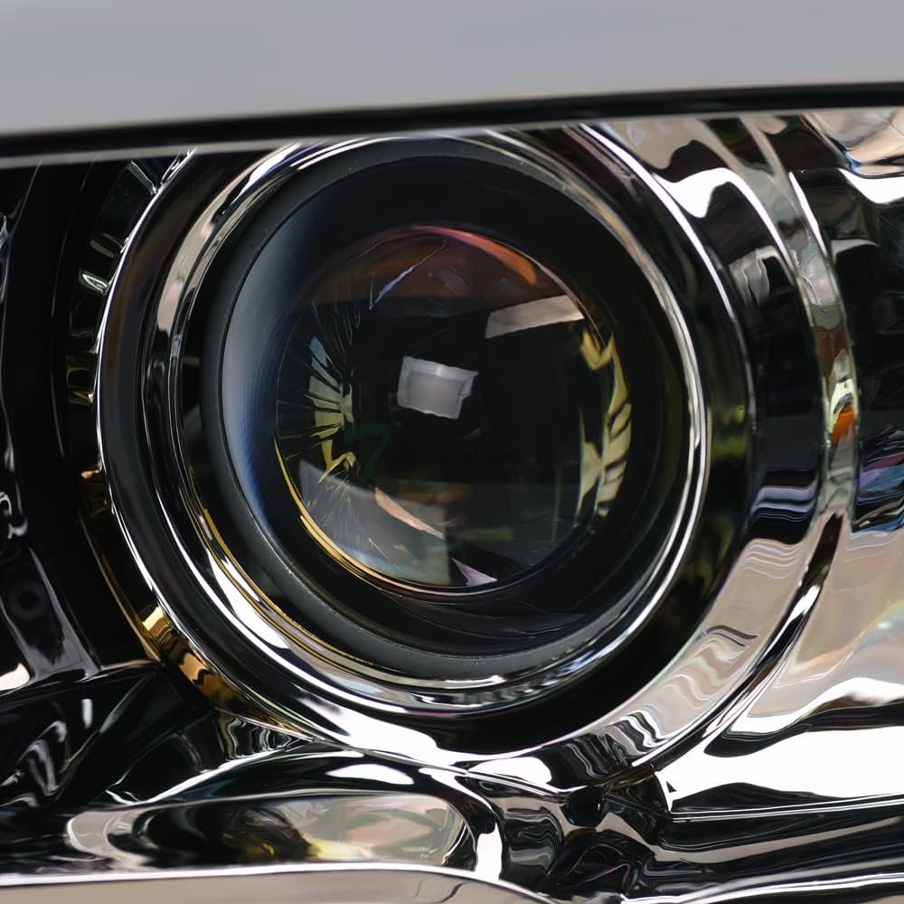 Switchback Sequential LED Strip Tube Bar Chrome Housing Projector Headlights Signal Lamps Amber Reflector nb Compatible With 09-18 Dodge Ram 1500/19-24 Classic / 10-18 2500 3500