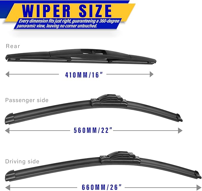 3 wipers Replacement for 2005-2022 Honda Odyssey, Windshield Wiper Blades - Image 2