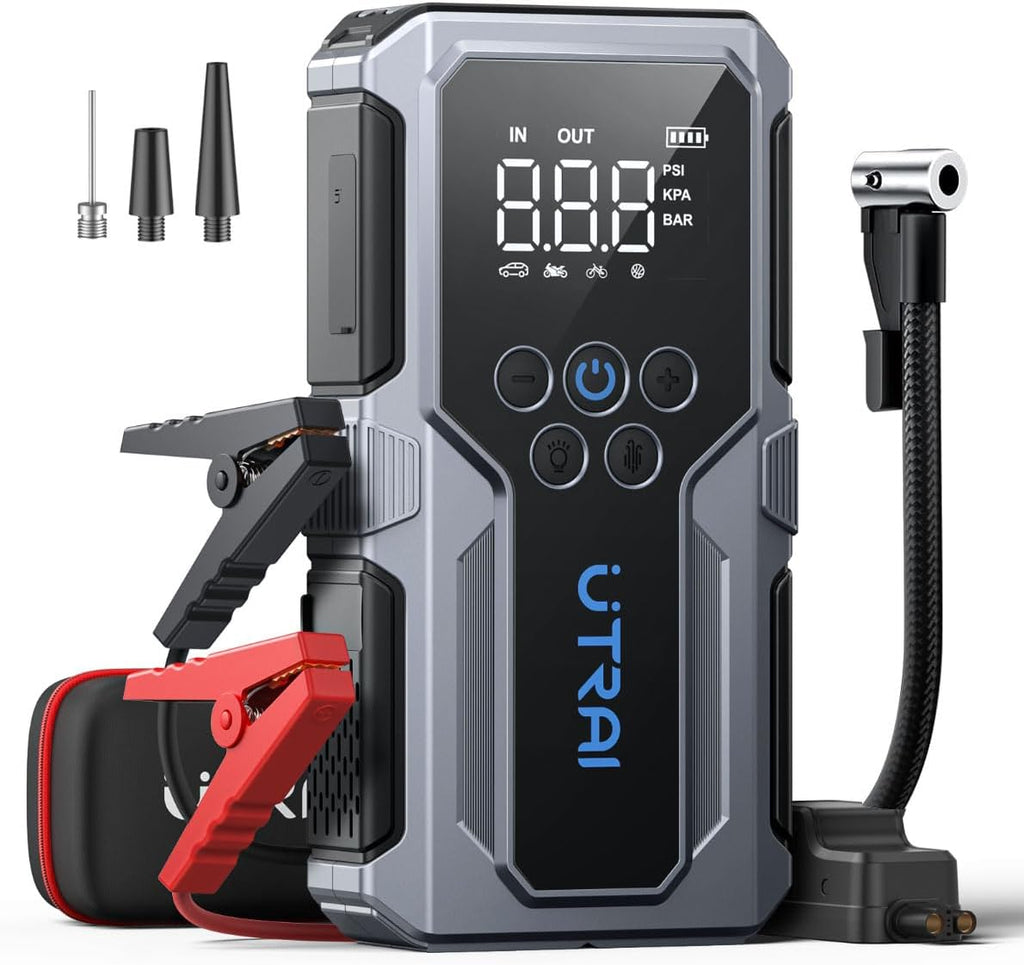 Car Jump Starter with Air Compressor, UTRAI 4000A 150PSI Car Jump Starter 12V