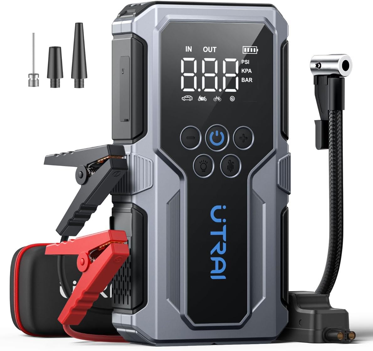 Car Jump Starter with Air Compressor, UTRAI 4000A 150PSI Car Jump Starter 12V