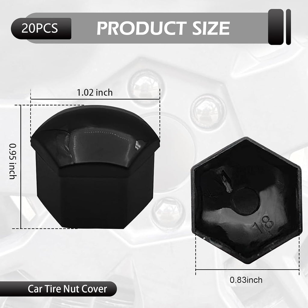 20 PCS Tire Lug Nut Covers, 21MM Hexagonal Wheel Lug Nut Caps with Removal Tool, Dustproof Wheel Center Nut Caps, Suitable for Most Cars (Black #21MM)